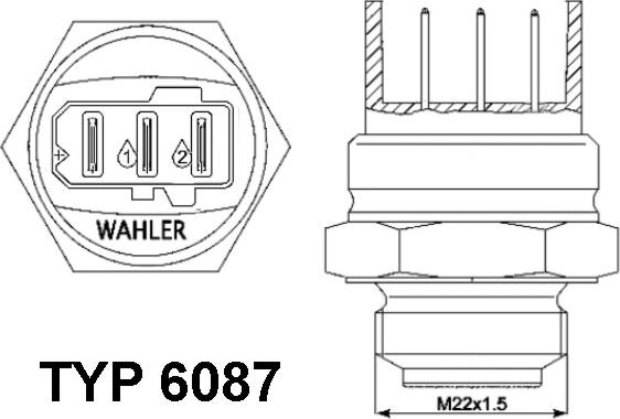 WAHLER 6087.87D - Prekidač temperature, ventilator radijatora / klima uređaja www.molydon.hr