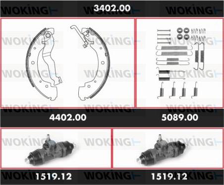 Woking 3402.00 - Komplet kočnica, bubanj kočnice www.molydon.hr