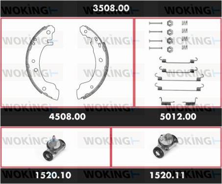 Woking 3508.00 - Komplet kočnica, bubanj kočnice www.molydon.hr