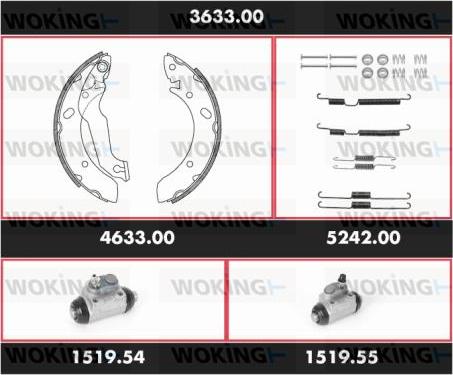 Woking 3633.00 - Komplet kočnica, bubanj kočnice www.molydon.hr