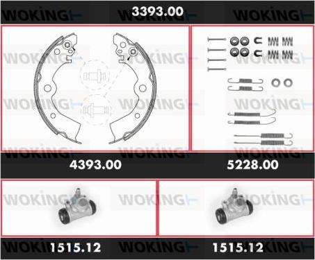 Woking 3393.00 - Komplet kočnica, bubanj kočnice www.molydon.hr