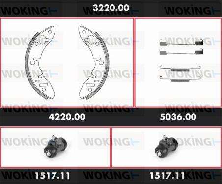 Woking 3220.00 - Komplet kočnica, bubanj kočnice www.molydon.hr