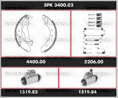 Woking SPK 3400.02 - Komplet kočnica, bubanj kočnice www.molydon.hr