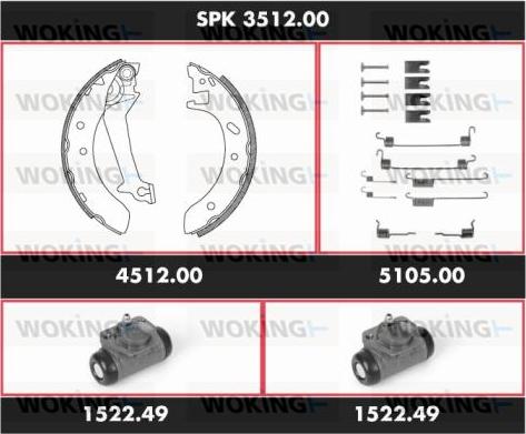 Woking SPK 3512.00 - Komplet kočnica, bubanj kočnice www.molydon.hr