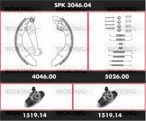 Woking SPK 3046.04 - Komplet kočnica, bubanj kočnice www.molydon.hr