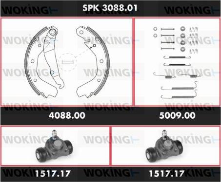 Woking SPK 3088.01 - Komplet kočnica, bubanj kočnice www.molydon.hr