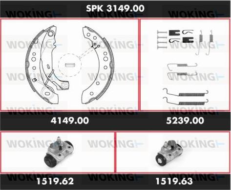 Woking SPK 3149.00 - Komplet kočnica, bubanj kočnice www.molydon.hr