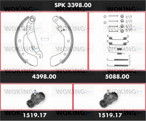 Woking SPK 3398.00 - Komplet kočnica, bubanj kočnice www.molydon.hr