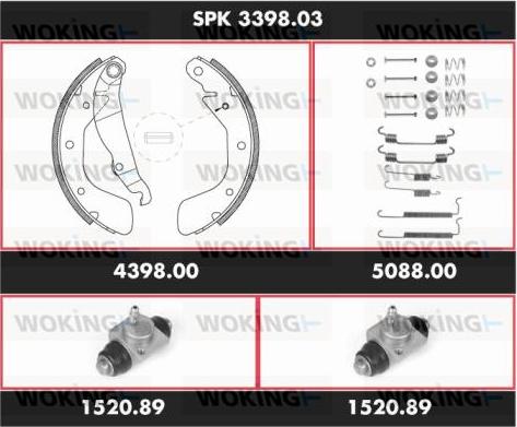 Woking SPK 3398.03 - Komplet kočnica, bubanj kočnice www.molydon.hr