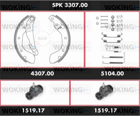 Woking SPK 3307.00 - Komplet kočnica, bubanj kočnice www.molydon.hr