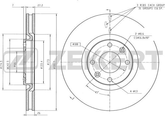 Zekkert BS-5636 - Kočioni disk www.molydon.hr