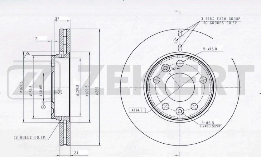 Zekkert BS-5001B - Kočioni disk www.molydon.hr