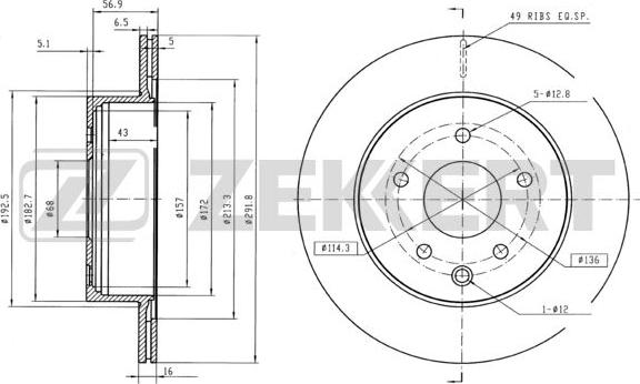 Zekkert BS-5036B - Kočioni disk www.molydon.hr