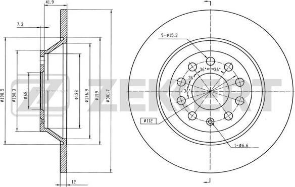 Zekkert BS-5864B - Kočioni disk www.molydon.hr