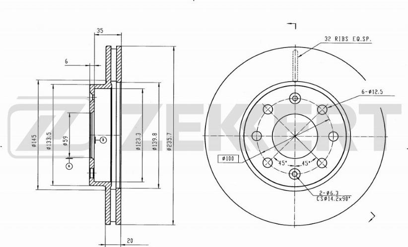 Zekkert BS-5395B - Kočioni disk www.molydon.hr