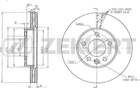 Zekkert BS-5357 - Kočioni disk www.molydon.hr