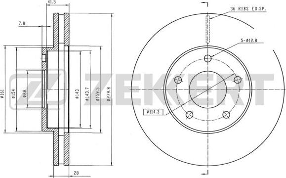 Zekkert BS-5325B - Kočioni disk www.molydon.hr