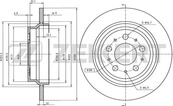 Zekkert BS-5298B - Kočioni disk www.molydon.hr