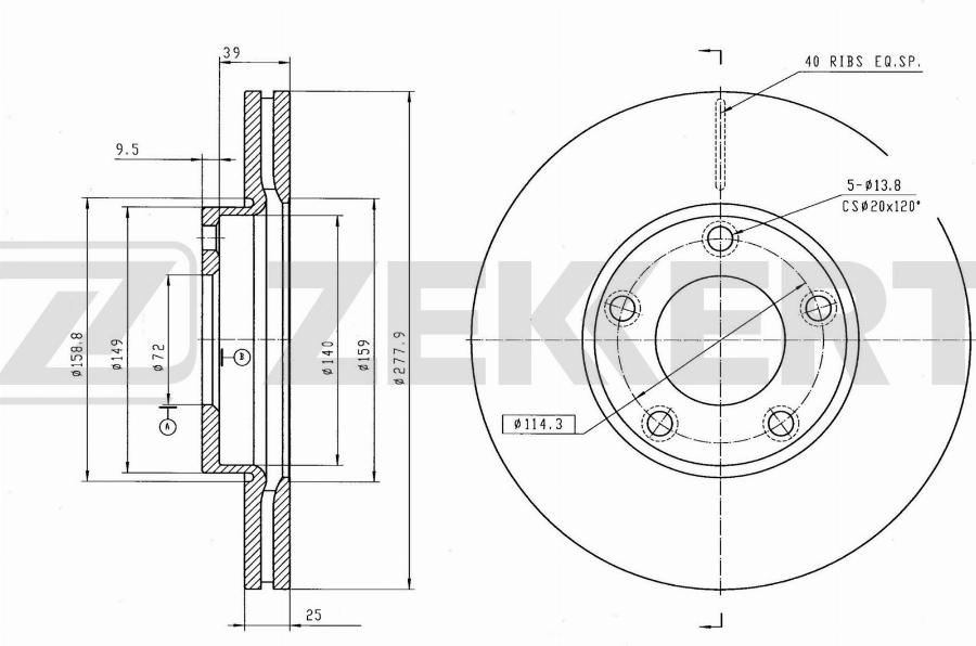 Zekkert BS-5252B - Kočioni disk www.molydon.hr