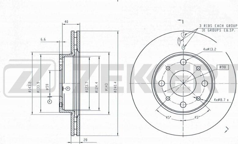 Zekkert BS-6629 - Kočioni disk www.molydon.hr