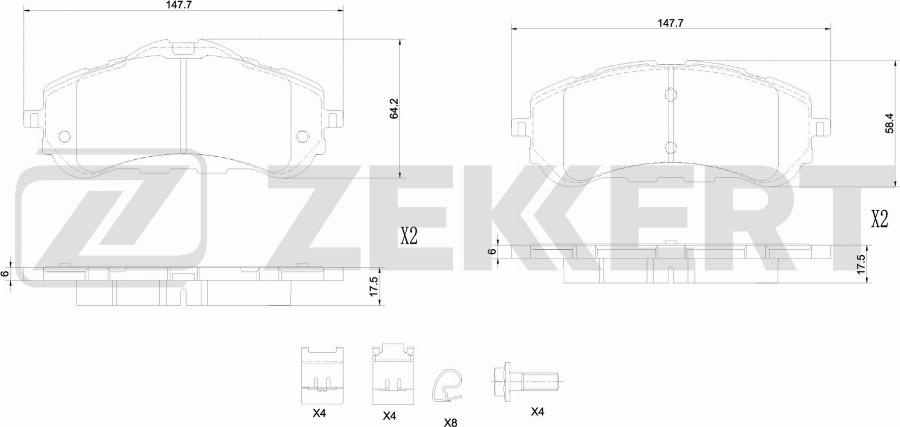 Zekkert BS-1344 - Komplet Pločica, disk-kočnica www.molydon.hr