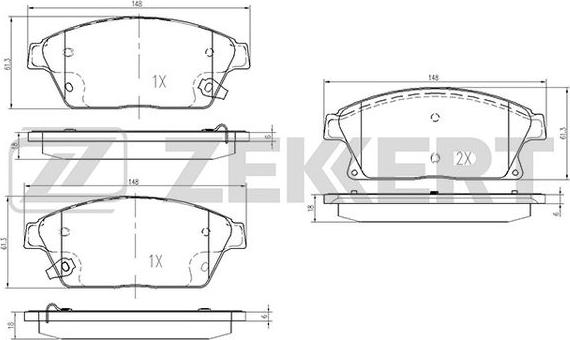 Zekkert BS-1286 - Komplet Pločica, disk-kočnica www.molydon.hr