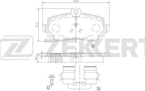 Zekkert BS-3034 - Komplet Pločica, disk-kočnica www.molydon.hr