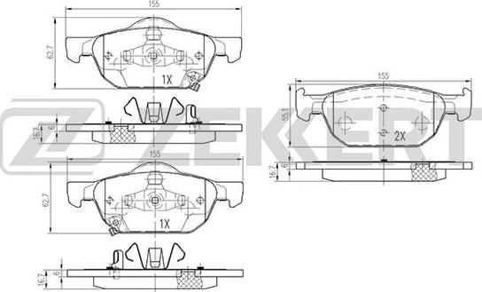 Zekkert BS-2172 - Komplet Pločica, disk-kočnica www.molydon.hr