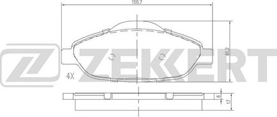 Zekkert BS-2825 - Komplet Pločica, disk-kočnica www.molydon.hr