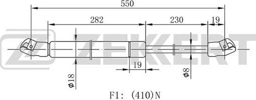 Zekkert GF-1058 - Plinski amortizer, prtljaznik/utovarni prostor www.molydon.hr