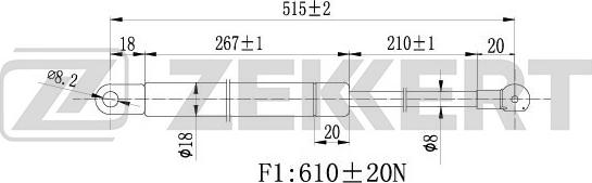 Zekkert GF-1167 - Plinski amortizer, prtljaznik/utovarni prostor www.molydon.hr