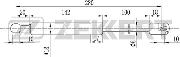 Zekkert GF-1125 - Plinski amortizer, prtljaznik/utovarni prostor www.molydon.hr