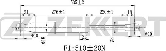 Zekkert GF-1722 - Plinski amortizer, prtljaznik/utovarni prostor www.molydon.hr