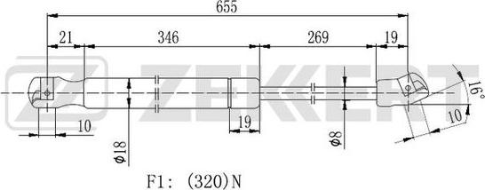 Zekkert GF-2404 - Plinski amortizer, hauba motora www.molydon.hr