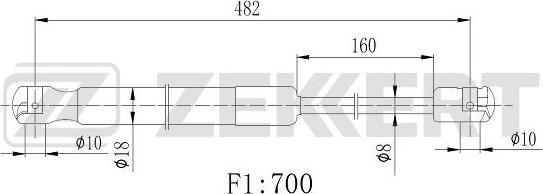 Zekkert GF-2509 - Plinski amortizer, prtljaznik/utovarni prostor www.molydon.hr