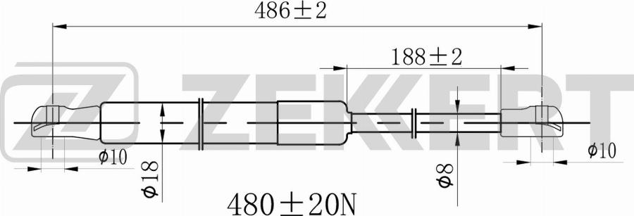 Zekkert GF-2570 - Plinski amortizer, prtljaznik/utovarni prostor www.molydon.hr