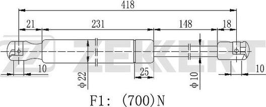 Zekkert GF-2190 - Plinski amortizer, prtljaznik/utovarni prostor www.molydon.hr