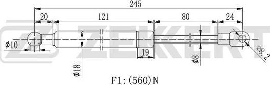 Zekkert GF-2186 - Plinski amortizer, zadnji vjetrobran www.molydon.hr