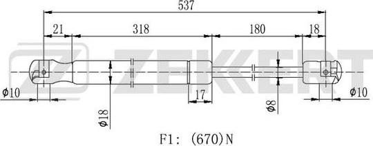 Zekkert GF-2121 - Plinski amortizer, prtljaznik/utovarni prostor www.molydon.hr