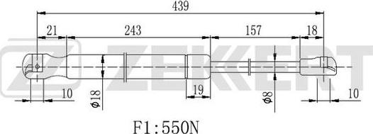 Zekkert GF-2255 - Plinski amortizer, prtljaznik/utovarni prostor www.molydon.hr