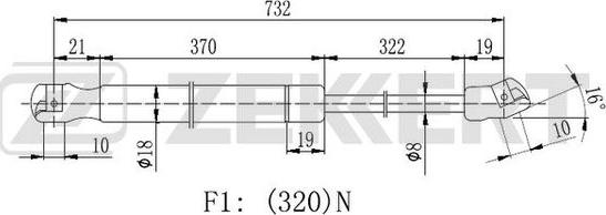 Zekkert GF-2256 - Plinski amortizer, hauba motora www.molydon.hr