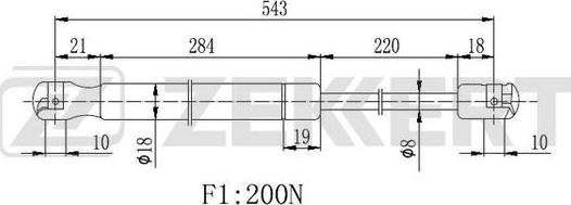 Zekkert GF-2261 - Plinski amortizer, zadnji vjetrobran www.molydon.hr