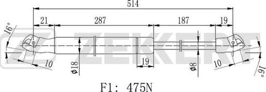 Zekkert GF-2282 - Plinski amortizer, prtljaznik/utovarni prostor www.molydon.hr