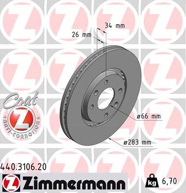 Zimmermann 440.3106.20 - Kočioni disk www.molydon.hr