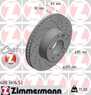 Zimmermann 400.3614.52 - Kočioni disk www.molydon.hr