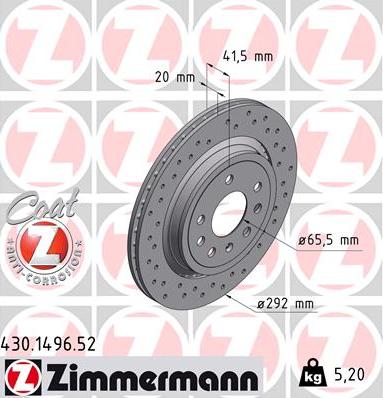 Zimmermann 430.1496.52 - Kočioni disk www.molydon.hr