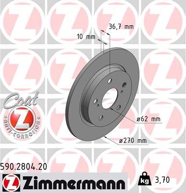 Zimmermann 590.2804.20 - Kočioni disk www.molydon.hr