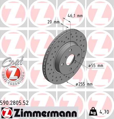 Zimmermann 590.2805.52 - Kočioni disk www.molydon.hr