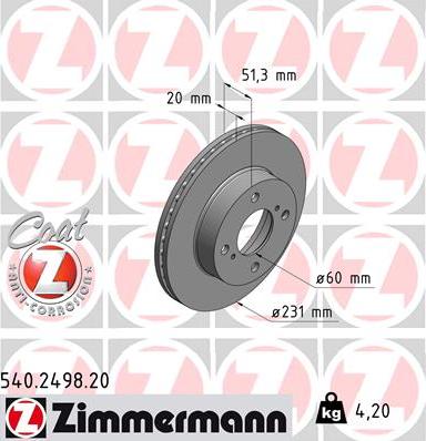 Zimmermann 540.2498.20 - Kočioni disk www.molydon.hr