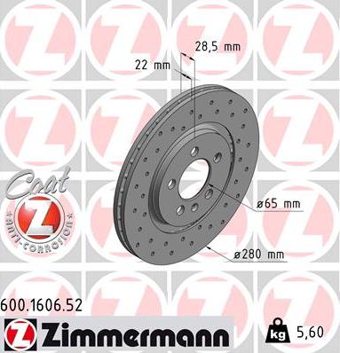 Zimmermann 600.1606.52 - Kočioni disk www.molydon.hr